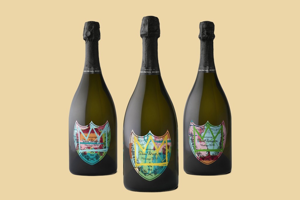 A set of champagne bottles with different designs